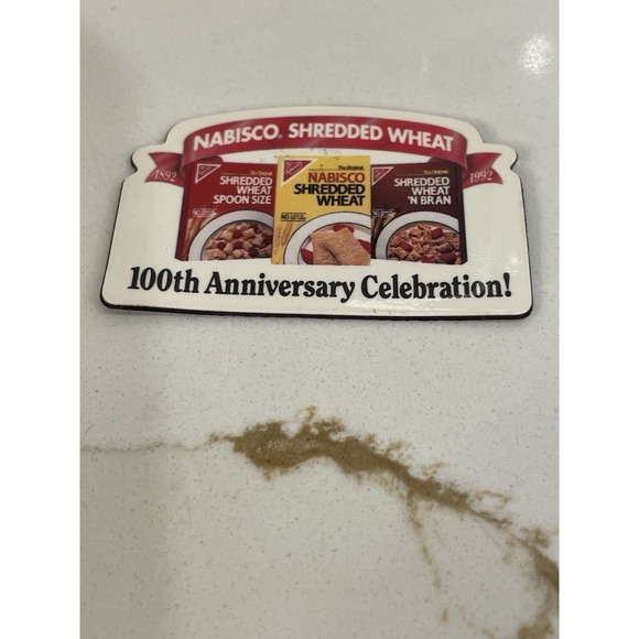 Vintage Nabisco Shredded Wheat Magnet 100th Anniversary Flat Fridge 90s Cereal - Picture 1 of 2